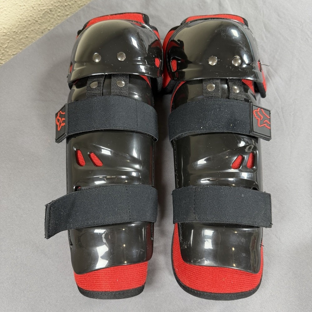 Fox Racing Red and Black Standard Adult Knee/Shin Guards‎ Excellent Condition